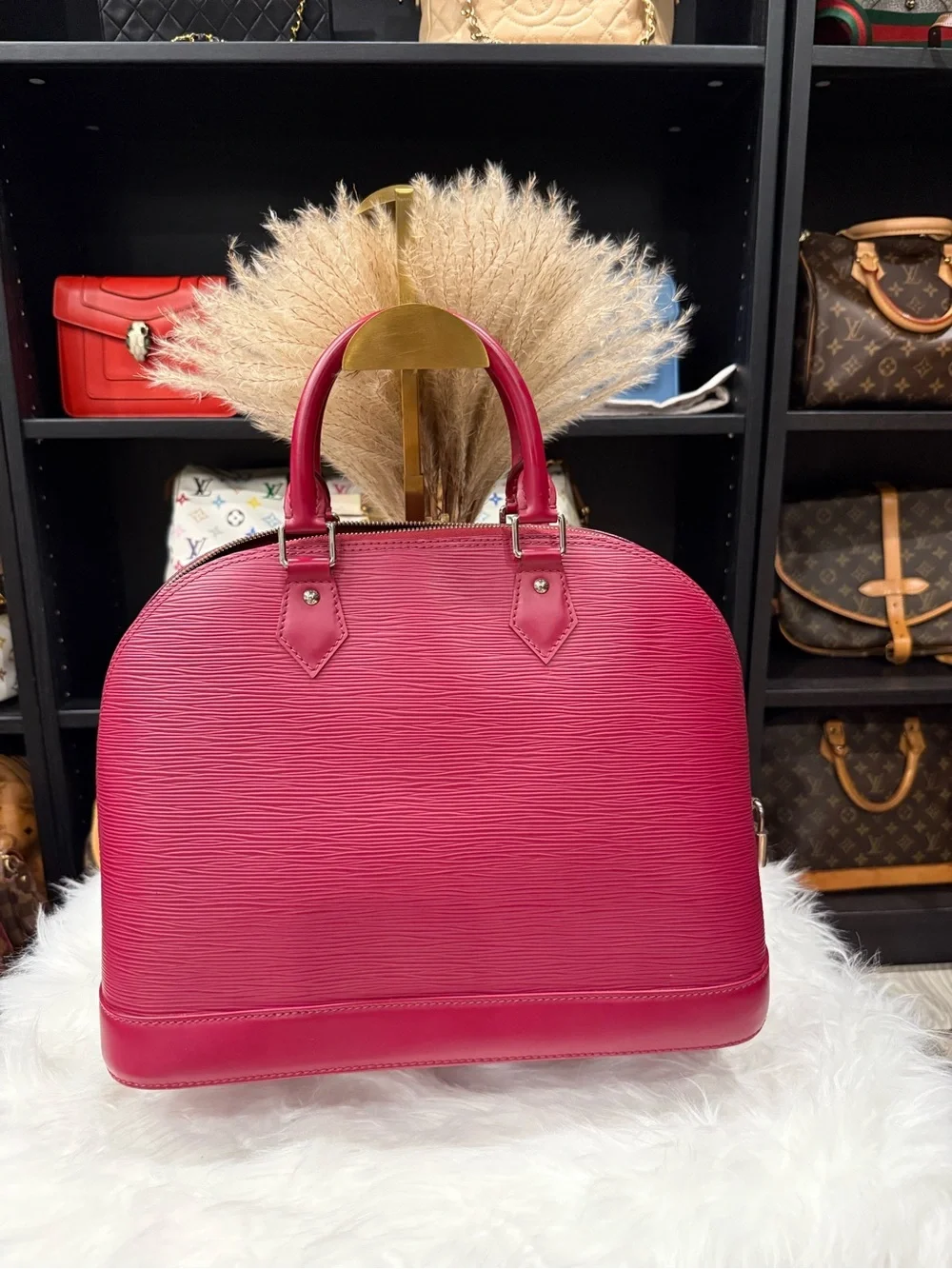 Louis Vuitton Fuchsia Epi Alma Satchel